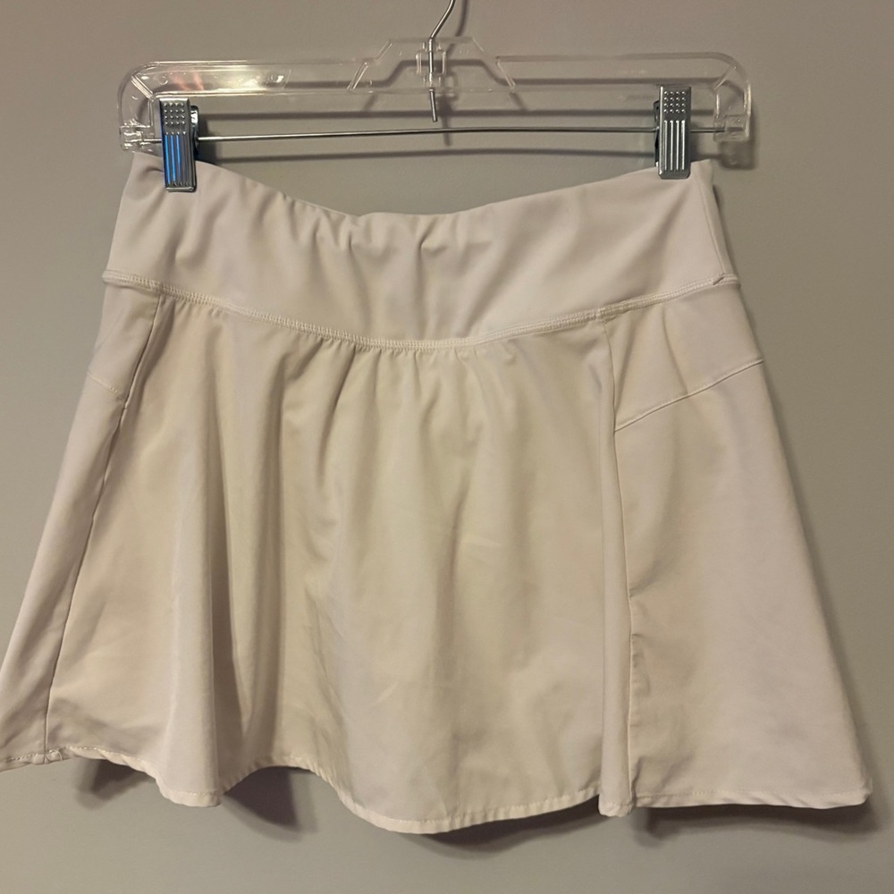 White Athletic Skort with Flared Hem